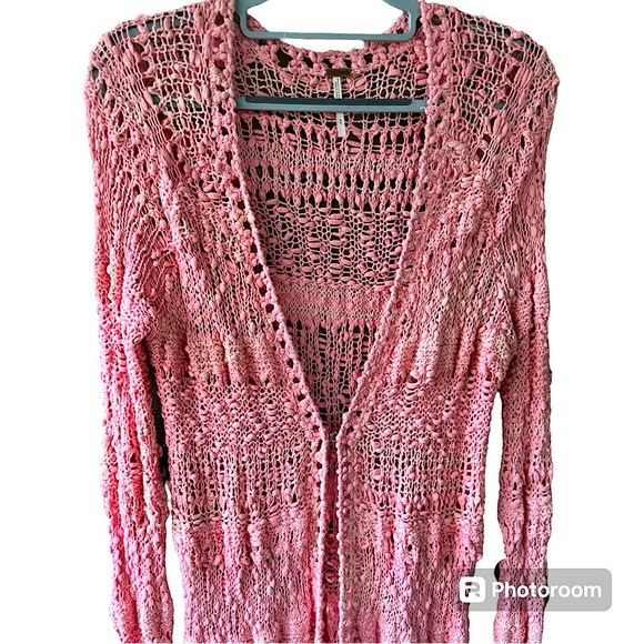 Free People Ombré Crochet Cardi in Pink. Size Small. - Picture 6 of 10